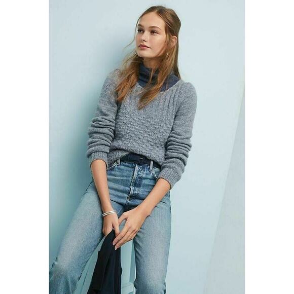NEW ANTHROPOLOGIE MEADOW RUE KENAI TEXTURED PULLOVER SWEATER TOP GREY XS XSMALL - Picture 3 of 8